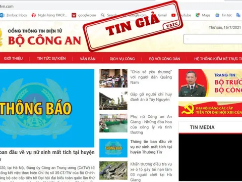 Giả mạo website Cổng thông tin Bộ Công an nhằm mục đích lừa đảo