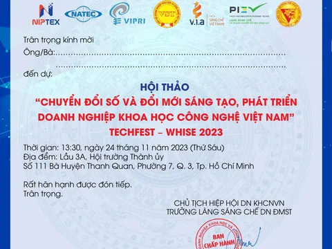 Thiệp mời tham dự Hội thảo "Khởi nghiệp đổi mới sáng tạo quốc gia TECHFEST VIETNAM 2023 - TECHFEST - WHISE 2023"