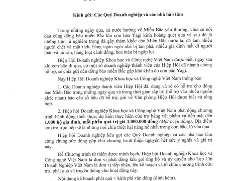 Thư kêu gọi và kế hoạch cứu trợ miền Bắc