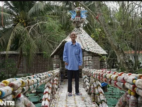 "Dị nhân" nhặt hàng vạn chai nhựa về xây nhà "độc nhất" miền Tây