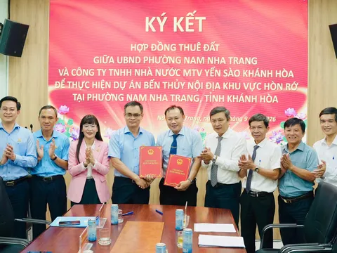 CÔNG TY YẾN SÀO KHÁNH HÒA KÝ KẾT HỢP ĐỒNG THUÊ ĐẤT THỰC HIỆN DỰ ÁN BẾN THỦY NỘI ĐỊA KHU VỰC HÒN RỚ